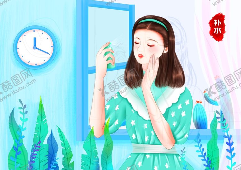 编号：24307309251034009133【酷图网】源文件下载-民国美女化妆系列之补水