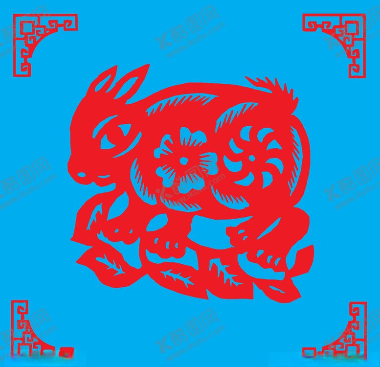编号：36498509290752045157【酷图网】源文件下载-兔子剪纸