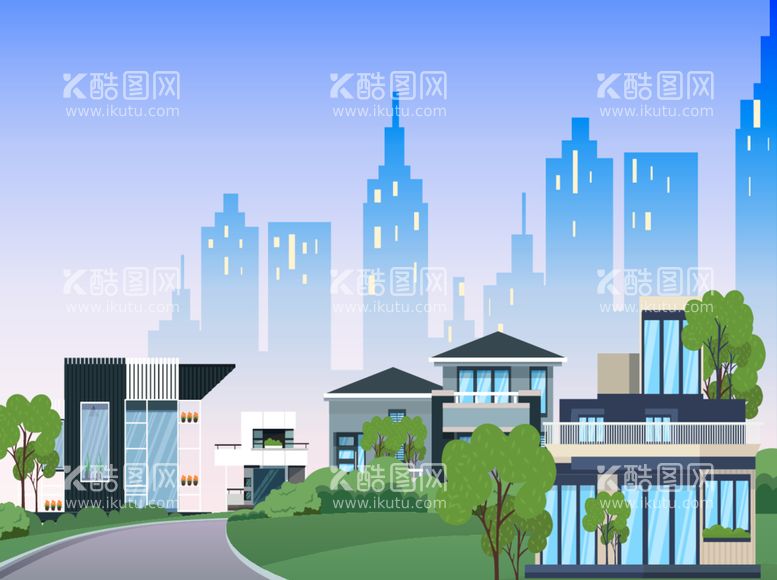 编号：94438312230947147559【酷图网】源文件下载-现代城市建筑插画