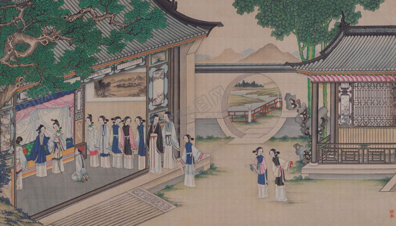 编号：54878207050704272045【酷图网】源文件下载-红楼梦场景精美工笔画