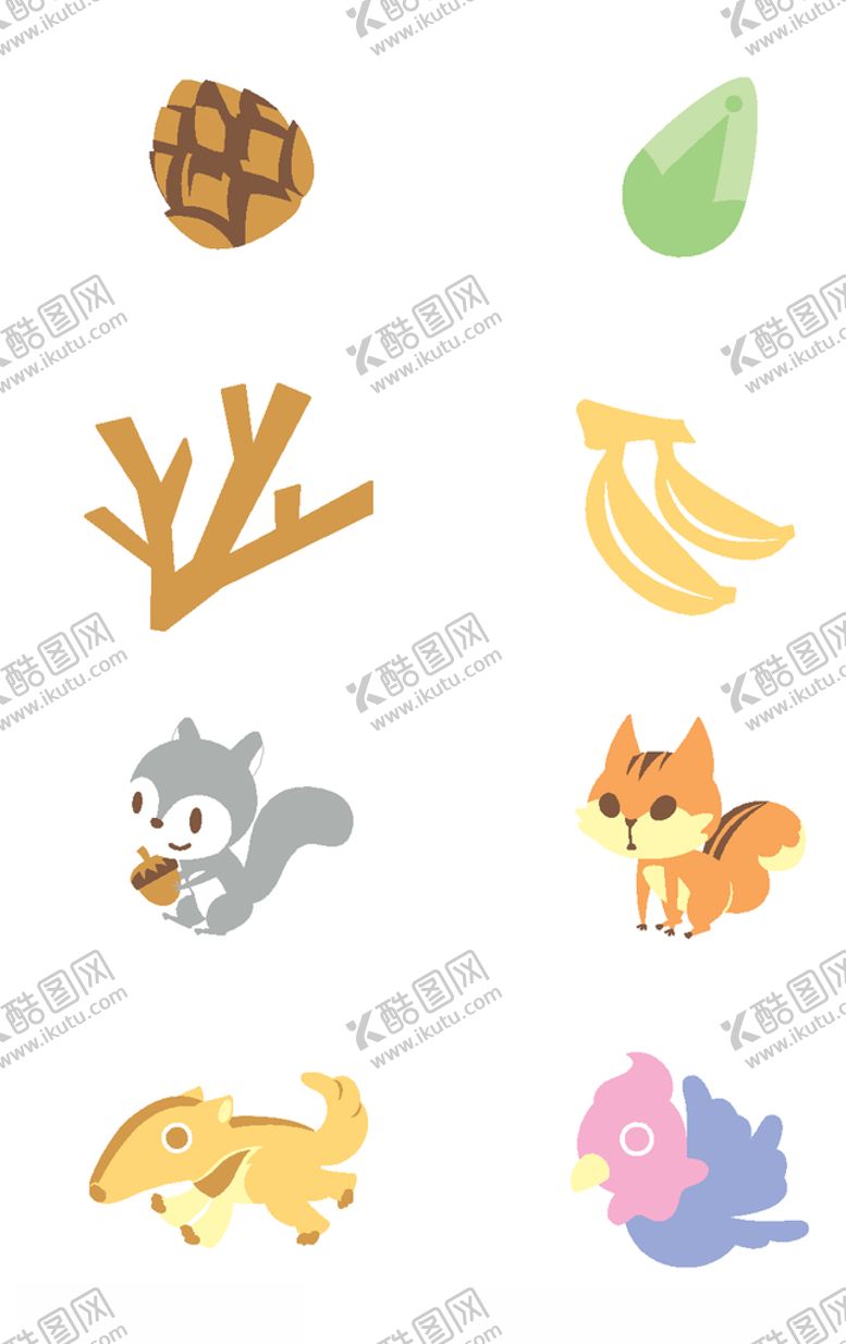编号：33626005110234107321【酷图网】源文件下载-可爱小动物植物元素