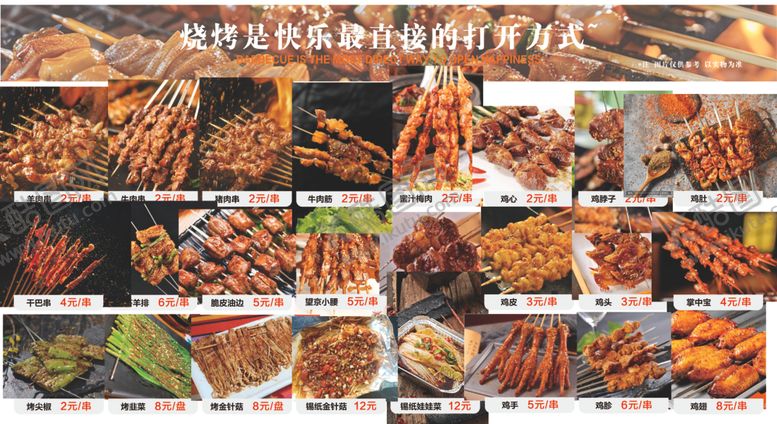 编号：72405407130954217256【酷图网】源文件下载-多样烧烤食材展示