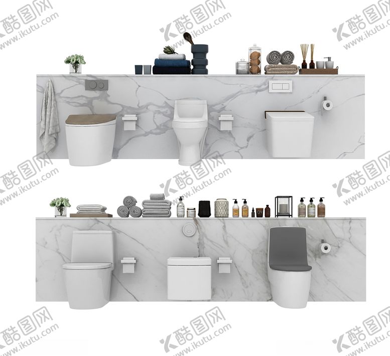 编号：95542009280746423186【酷图网】源文件下载-多款卫浴马桶3d模型