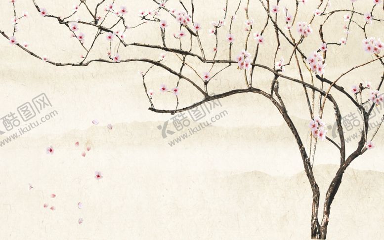 编号：56889307030002522002【酷图网】源文件下载-花鸟画梅花背景墙