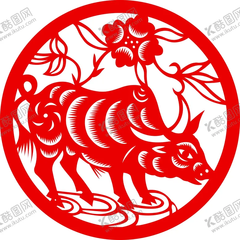 编号：35872104201814431037【酷图网】源文件下载-生肖牛剪纸