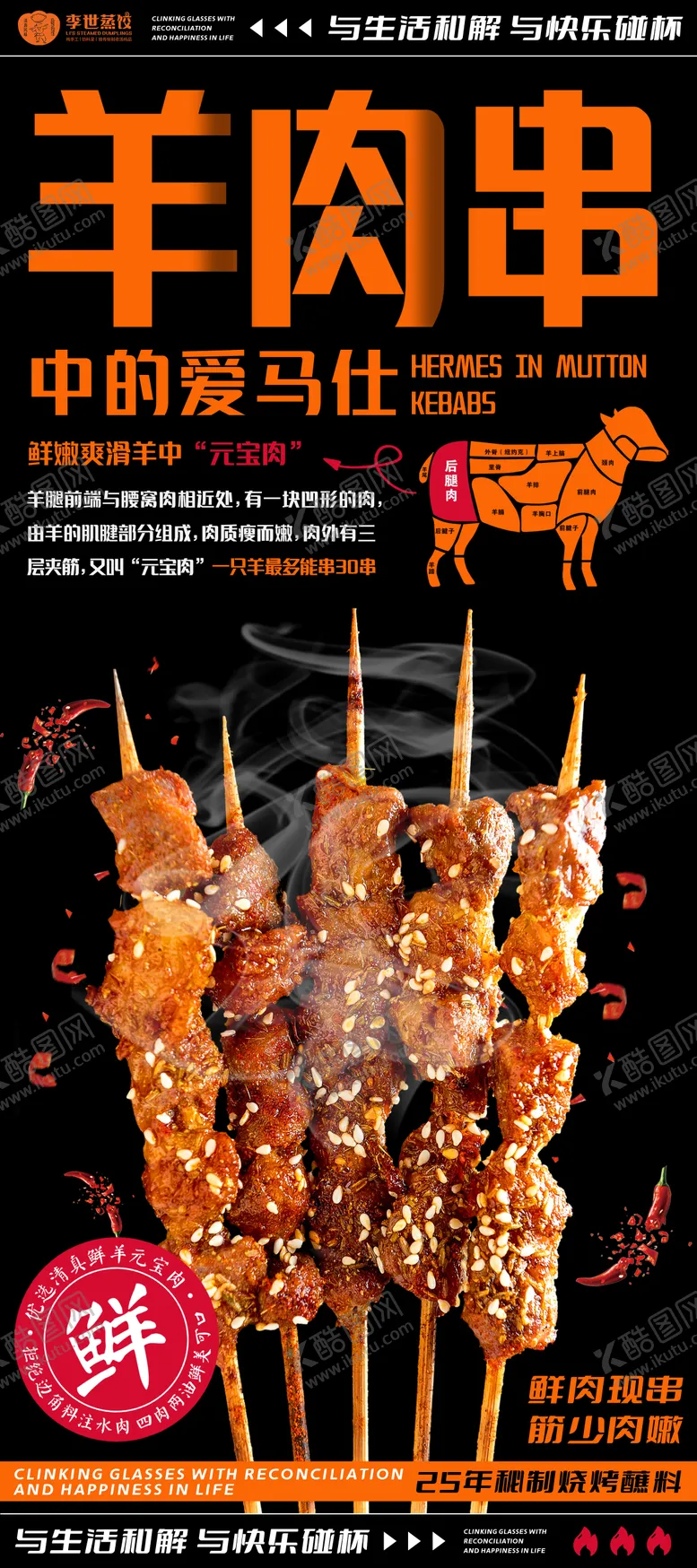 编号：44413706191723512572【酷图网】源文件下载-羊肉串美食宣传海报