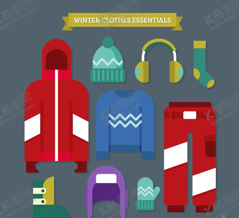 编号：79791809231259428118【酷图网】源文件下载-彩色质感冬季服饰