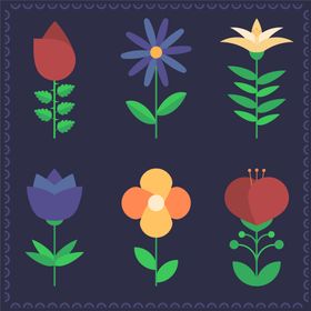 各种花朵手绘插图植物卉插图