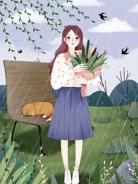 植树节插画环保公益海报背景