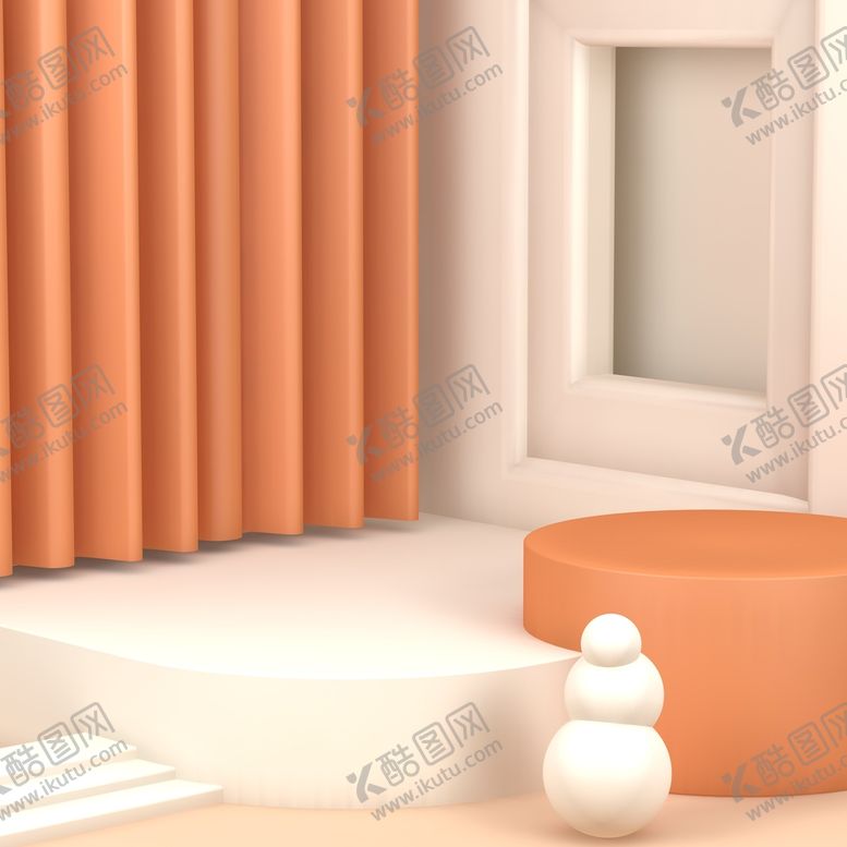 编号：70215612050633075364【酷图网】源文件下载-白色橘色立体展台背景
