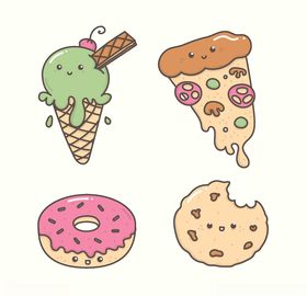 可爱食物卡哇伊卡通美AI设计素材AI矢量图