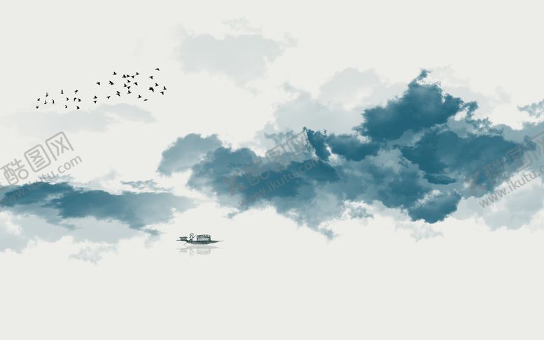 编号：34182910080044203072【酷图网】源文件下载-烟雾蓝色水墨山水
