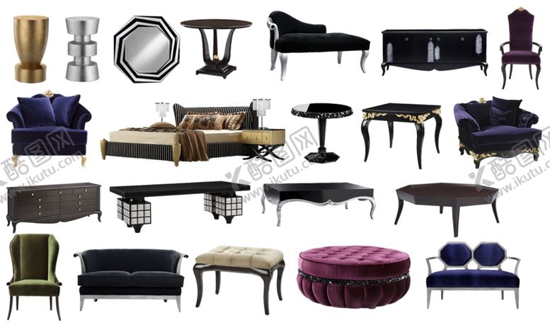 编号：89190909290735213891【酷图网】源文件下载-古典家具沙发茶几