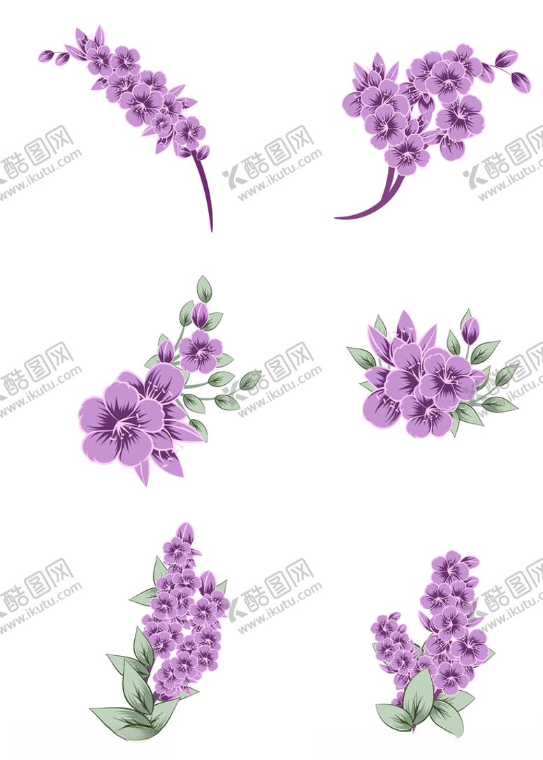 编号：37680605112111365145【酷图网】源文件下载-水彩风淡紫色花朵果实矢量图