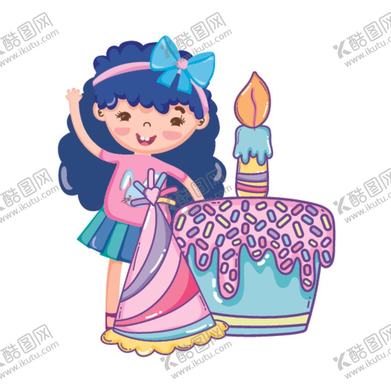 编号：95006310131146086048【酷图网】源文件下载-卡通生日女孩