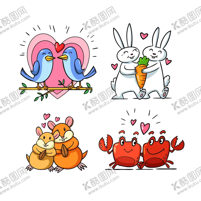 编号：43862109230332378031【酷图网】源文件下载-情人节动物