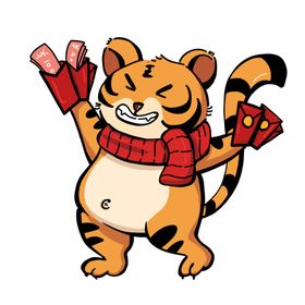 虎年卡通插画吉祥国潮设计春节