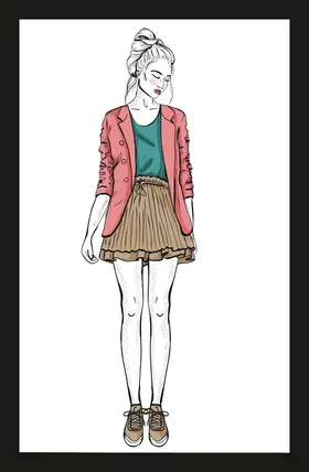 手绘时装模特卡通女孩摩登女郎尚女孩