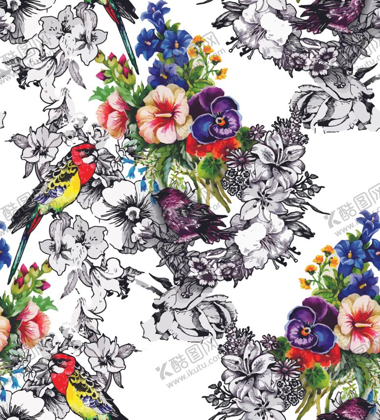 编号：97513606182106199096【酷图网】源文件下载-手绘花鸟背景