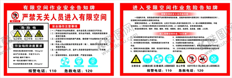 编号：50378209190603277803【酷图网】源文件下载-有限空间作业告知牌