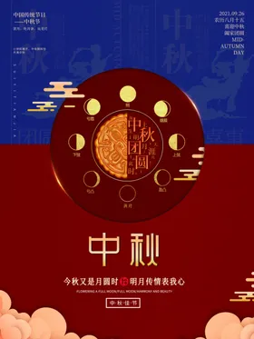 中秋节插画海报赏月情满