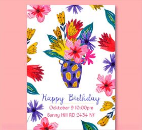 水彩绘花瓶生日活动