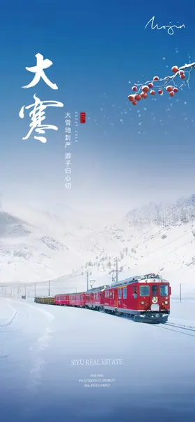 大寒海报24节气二十四节气手机传统节日