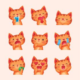 可爱猫咪多样表情插画