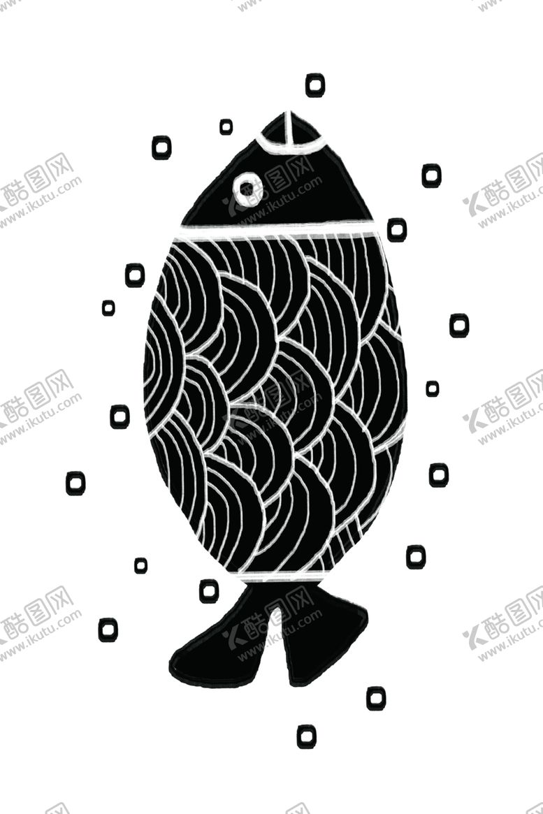 黑白装饰画北欧鱼流水生财玄关几何简约