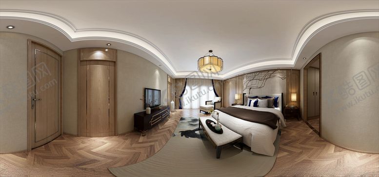 编号：31431210040705025126【酷图网】源文件下载-新中式卧室