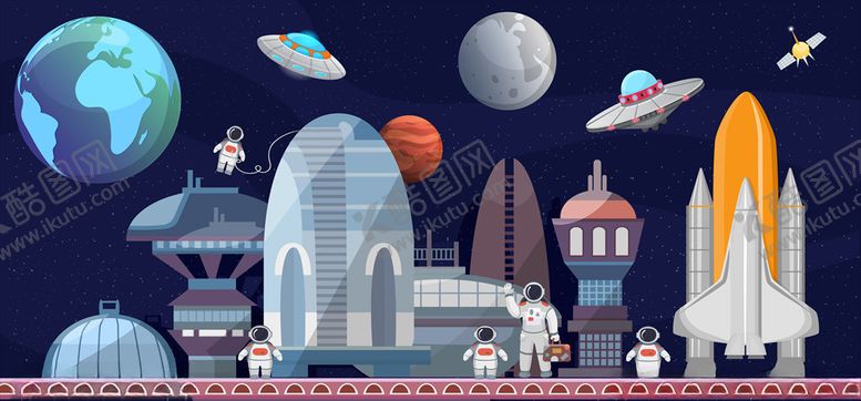 编号：96207907071610173130【酷图网】源文件下载-太空插画