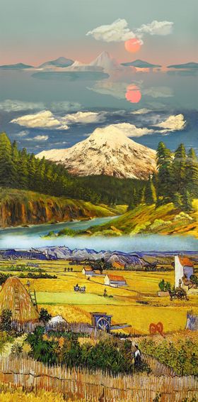 个性田园油画海报