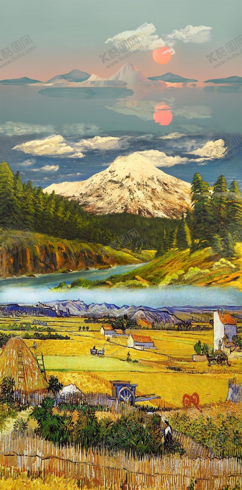 编号：70959610301428106671【酷图网】源文件下载-个性田园油画海报