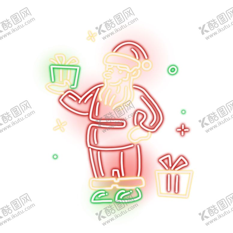 编号：58514506280608158973【酷图网】源文件下载-圣诞老人可爱霓虹灯