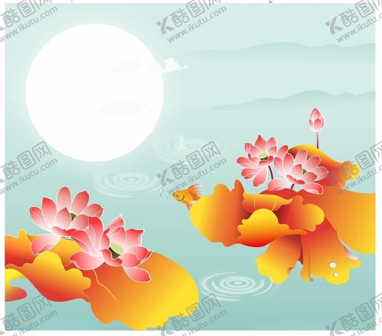 编号：41335302252002597435【酷图网】源文件下载-国画荷花