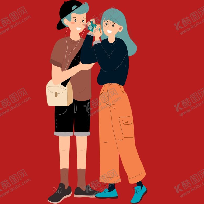 编号：28265501150018187243【酷图网】源文件下载-手绘情侣恋人