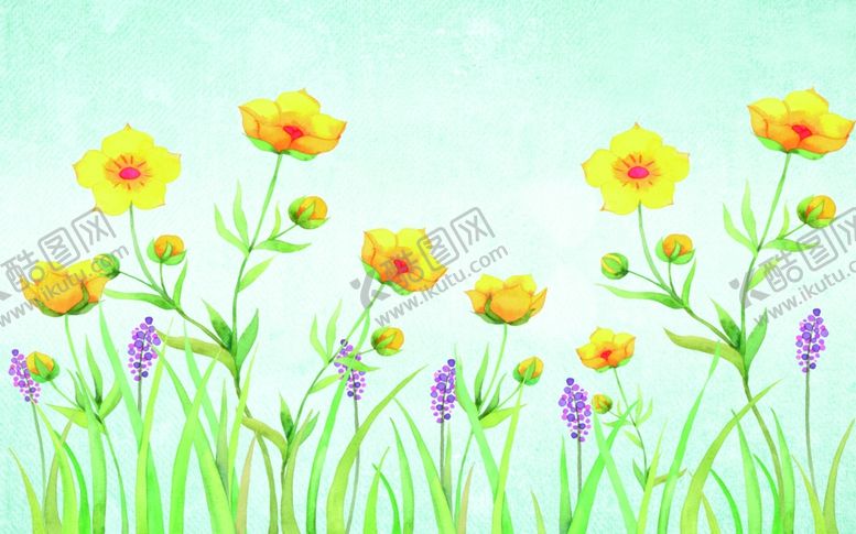 编号：62583110031937549029【酷图网】源文件下载-清新黄色花朵背景墙