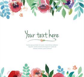 矢量手绘花朵树叶