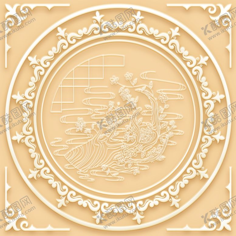 编号：66603810021927362832【酷图网】源文件下载-吊顶天花玉雕圆圈图腾