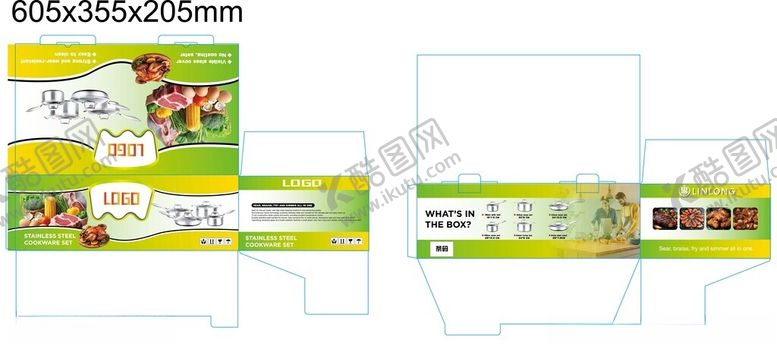 编号：54086904162326172281【酷图网】源文件下载-食品外贸锅具包装盒设计模板