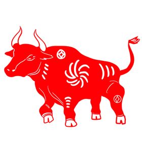 2021牛年剪纸插画