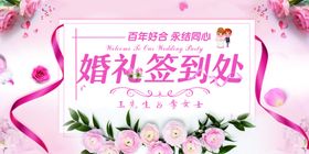红色婚礼签到迎宾主背景