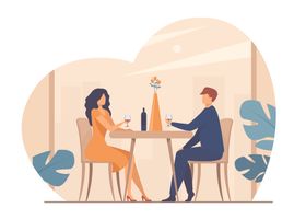 情侣约会场景矢量插画