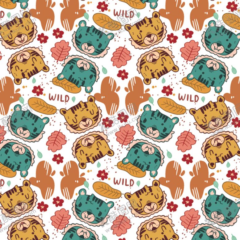 编号：44378810060628165239【酷图网】源文件下载-卡通老虎花纹