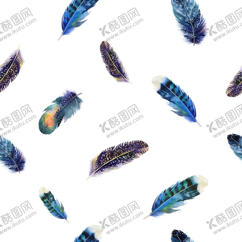 编号：59567009091204238859【酷图网】源文件下载-水彩创意羽毛图案