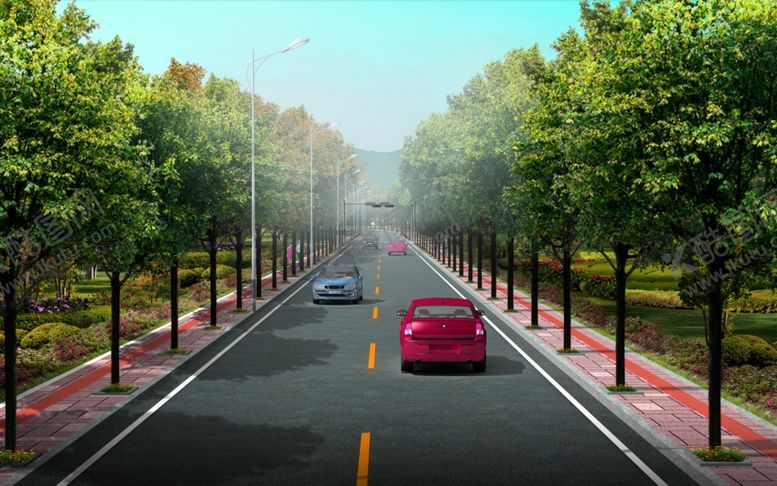 编号：45312909210356597209【酷图网】源文件下载-道路绿化景观效果图