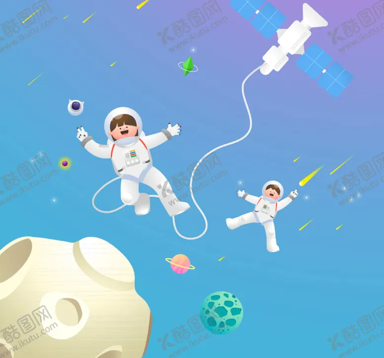 编号：69207809162051037193【酷图网】源文件下载-航天宇宙星空太空宇航员插画