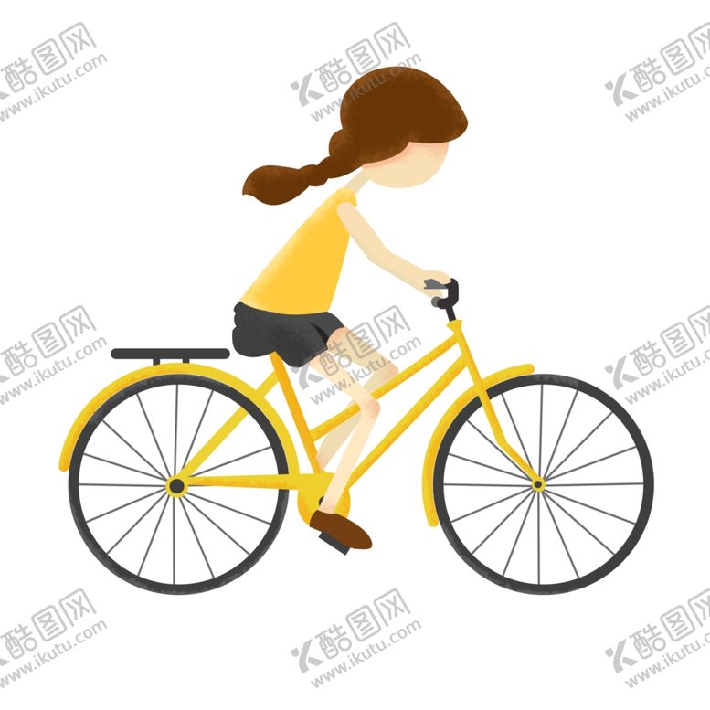 编号：23941703242026508747【酷图网】源文件下载-骑自行车的女孩插画