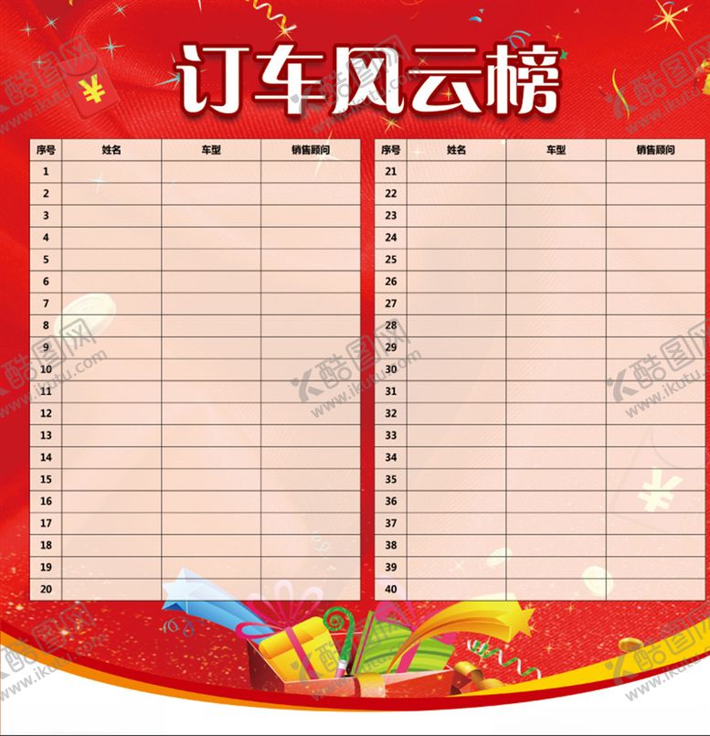 编号：59180510111543459239【酷图网】源文件下载-订车风云榜