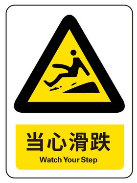 当心滑跌标志警告安全禁止